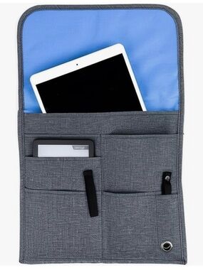 Gray Airplane Seat Organizer Sleeve with Blue Interior - NEW w/out bag